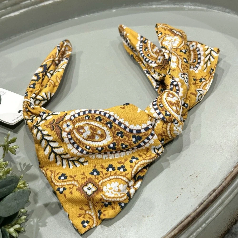 Janie and Jack Toddler Girls Mustard Floral‎ Headband with Bow NEW One Size